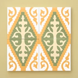 Custom-made green and yellow cement tiles